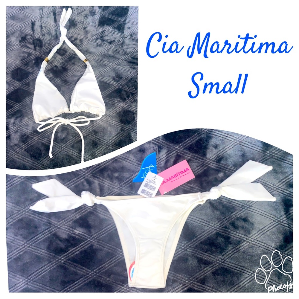 New White Halter Cia Maritima Bikini Small